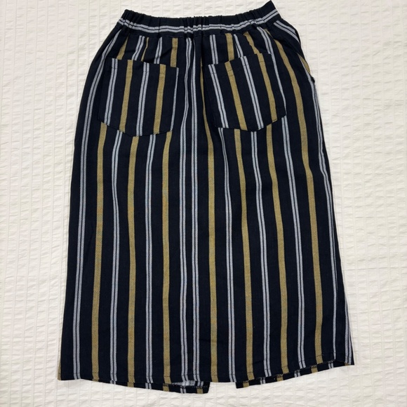 Oak + Fort Cotton-Linen blend striped midi skirt - Picture 2 of 4